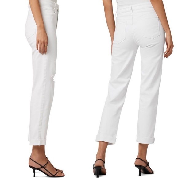 Joe's Jeans The Niki Mid-Rise Boyfriend White‎ Denim Distressed Jeans - Size 23 - Picture 3 of 11
